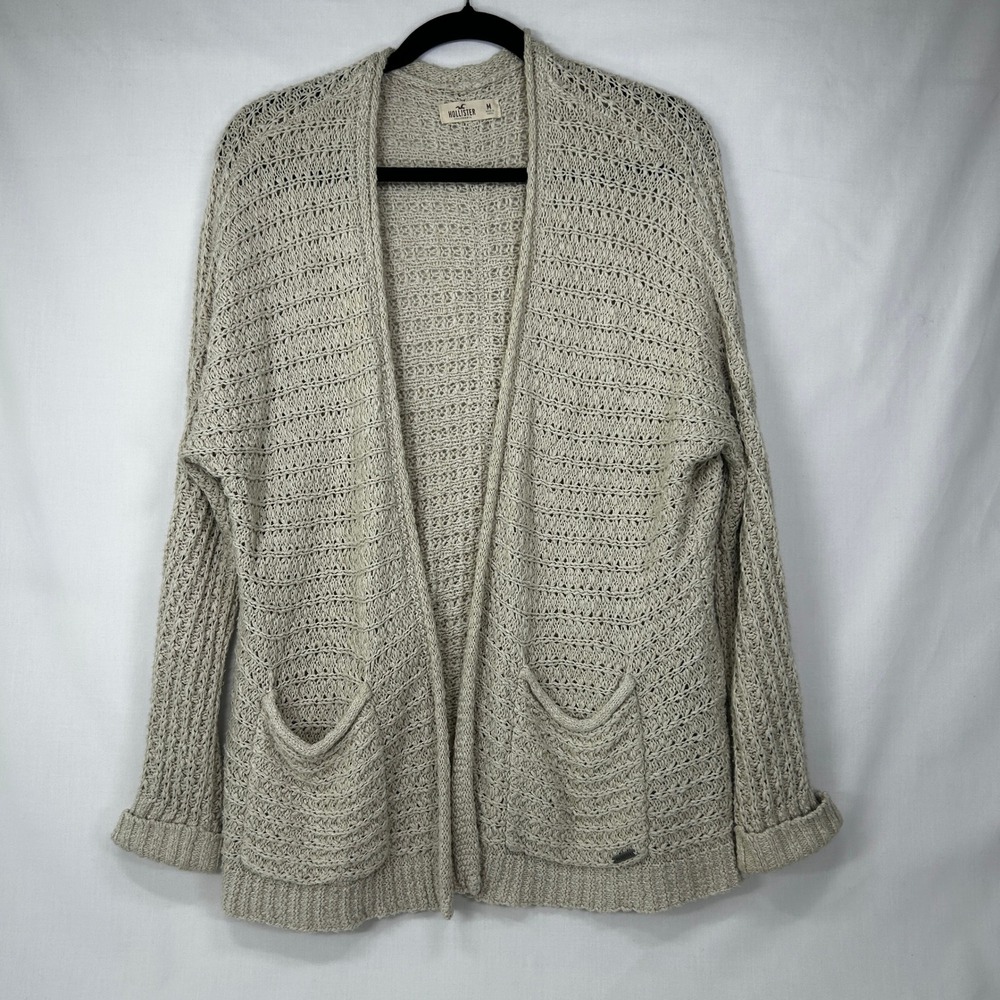 Hollister California Beige Open Knit Cardigan M